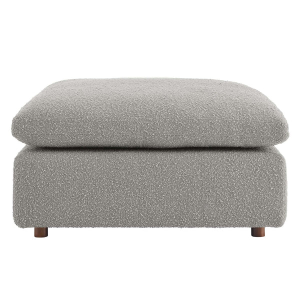 Modway Furniture Commix Overstuffed Boucle Fabric Ottoman - Plush Comfort, Durable Design for Modern Living Spaces Light Gray EEI-6258-LGR
