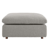 Modway Furniture Commix Down Filled Overstuffed Boucle Fabric Ottoman Light Gray 39.5 x 40 x 20