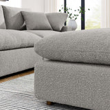 Modway Furniture Commix Down Filled Overstuffed Boucle Fabric Ottoman Light Gray 39.5 x 40 x 20