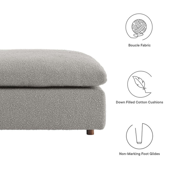 Modway Furniture Commix Overstuffed Boucle Fabric Ottoman - Plush Comfort, Durable Design for Modern Living Spaces Light Gray EEI-6258-LGR