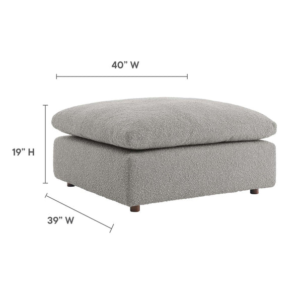 Modway Furniture Commix Overstuffed Boucle Fabric Ottoman - Plush Comfort, Durable Design for Modern Living Spaces Light Gray EEI-6258-LGR