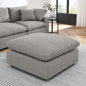Modway Furniture Commix Overstuffed Boucle Fabric Ottoman - Plush Comfort, Durable Design for Modern Living Spaces Light Gray EEI-6258-LGR