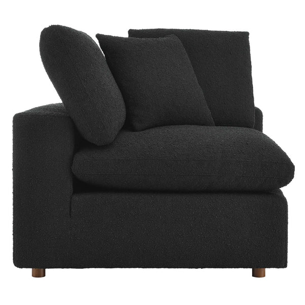 Modway Furniture Commix Down Filled Overstuffed Boucle Fabric Corner Chair - Luxurious, Modern Comfort for Any Space Black EEI-6259-BLK