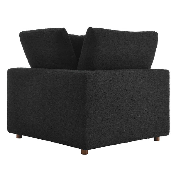 Modway Furniture Commix Down Filled Overstuffed Boucle Fabric Corner Chair - Luxurious, Modern Comfort for Any Space Black EEI-6259-BLK