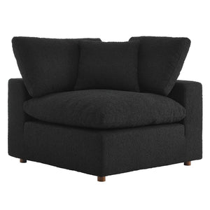 Modway Furniture Commix Down Filled Overstuffed Boucle Fabric Corner Chair - Luxurious, Modern Comfort for Any Space Black EEI-6259-BLK