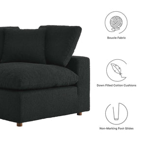 Modway Furniture Commix Down Filled Overstuffed Boucle Fabric Corner Chair - Luxurious, Modern Comfort for Any Space Black EEI-6259-BLK