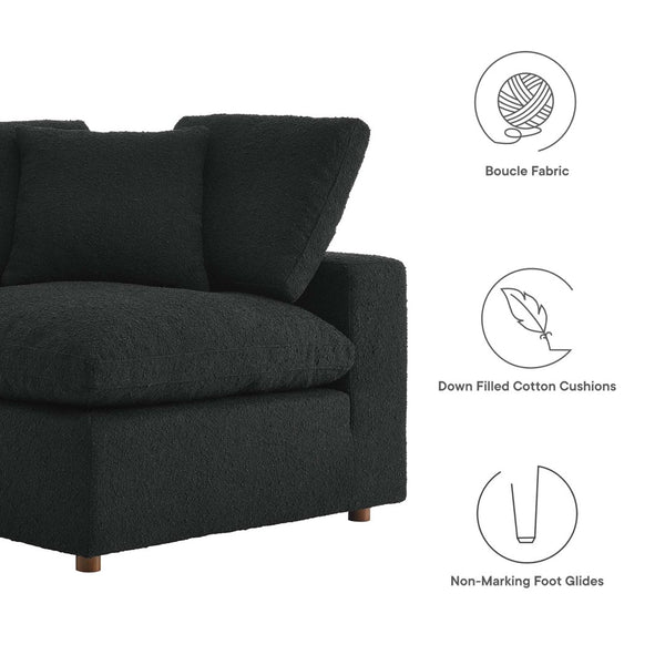 Modway Furniture Commix Down Filled Overstuffed Boucle Fabric Corner Chair - Luxurious, Modern Comfort for Any Space Black EEI-6259-BLK