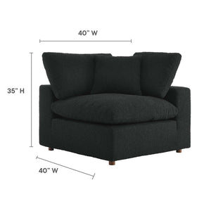 Modway Furniture Commix Down Filled Overstuffed Boucle Fabric Corner Chair - Luxurious, Modern Comfort for Any Space Black EEI-6259-BLK