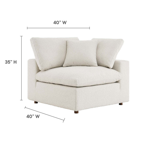 Modway Furniture Commix Down Filled Overstuffed Boucle Fabric Corner Chair - Luxurious, Modern Comfort for Any Space Ivory EEI-6259-IVO