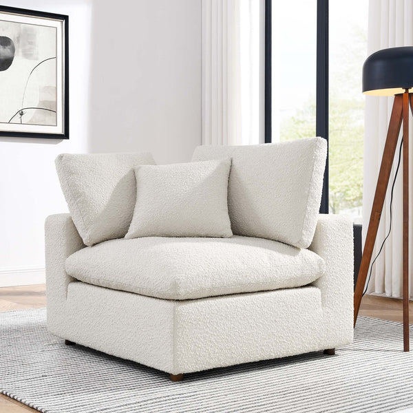 Modway Furniture Commix Down Filled Overstuffed Boucle Fabric Corner Chair - Luxurious, Modern Comfort for Any Space Ivory EEI-6259-IVO