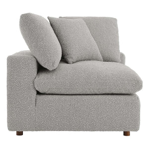 Modway Furniture Commix Down Filled Overstuffed Boucle Fabric Corner Chair - Luxurious, Modern Comfort for Any Space Light Gray EEI-6259-LGR