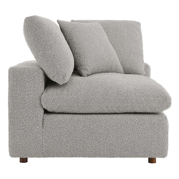 Modway Furniture Commix Down Filled Overstuffed Boucle Fabric Corner Chair - Luxurious, Modern Comfort for Any Space Light Gray EEI-6259-LGR