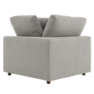 Modway Furniture Commix Down Filled Overstuffed Boucle Fabric Corner Chair - Luxurious, Modern Comfort for Any Space Light Gray EEI-6259-LGR