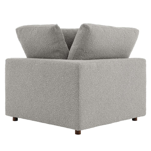 Modway Furniture Commix Down Filled Overstuffed Boucle Fabric Corner Chair - Luxurious, Modern Comfort for Any Space Light Gray EEI-6259-LGR