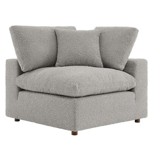 Modway Furniture Commix Down Filled Overstuffed Boucle Fabric Corner Chair - Luxurious, Modern Comfort for Any Space Light Gray EEI-6259-LGR