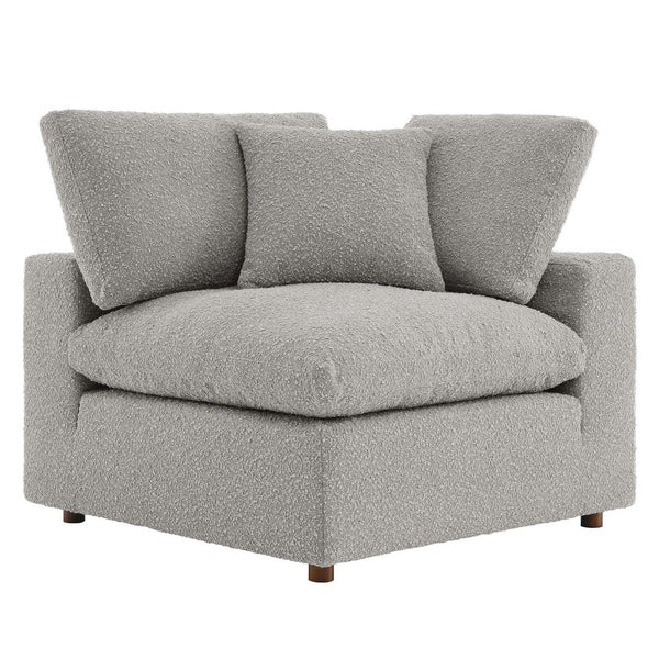 Modway Furniture Commix Down Filled Overstuffed Boucle Fabric Corner Chair - Luxurious, Modern Comfort for Any Space Light Gray EEI-6259-LGR