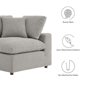 Modway Furniture Commix Down Filled Overstuffed Boucle Fabric Corner Chair - Luxurious, Modern Comfort for Any Space Light Gray EEI-6259-LGR