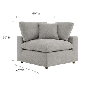 Modway Furniture Commix Down Filled Overstuffed Boucle Fabric Corner Chair - Luxurious, Modern Comfort for Any Space Light Gray EEI-6259-LGR