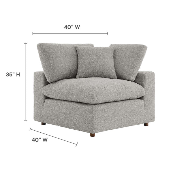 Modway Furniture Commix Down Filled Overstuffed Boucle Fabric Corner Chair - Luxurious, Modern Comfort for Any Space Light Gray EEI-6259-LGR