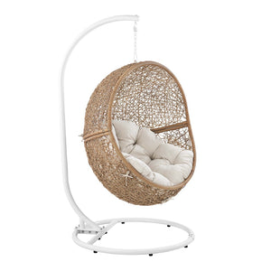 Modway Furniture Encase Outdoor Patio Rattan Swing Chair - Stylish, Comfortable, Durable Seating for Relaxation Outdoors Cappuccino Beige EEI-6262-CAP-BEI