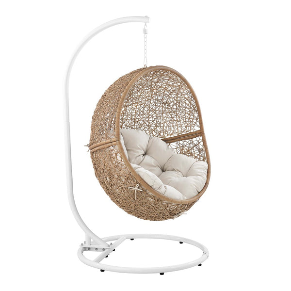 Modway Furniture Encase Outdoor Patio Rattan Swing Chair - Stylish, Comfortable, Durable Seating for Relaxation Outdoors Cappuccino Beige EEI-6262-CAP-BEI