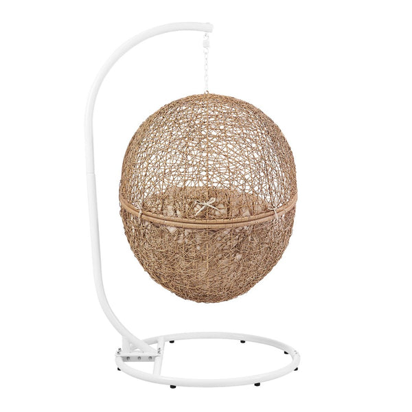 Modway Furniture Encase Outdoor Patio Rattan Swing Chair - Stylish, Comfortable, Durable Seating for Relaxation Outdoors Cappuccino Beige EEI-6262-CAP-BEI