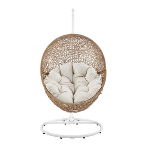Modway Furniture Encase Outdoor Patio Rattan Swing Chair - Stylish, Comfortable, Durable Seating for Relaxation Outdoors Cappuccino Beige EEI-6262-CAP-BEI