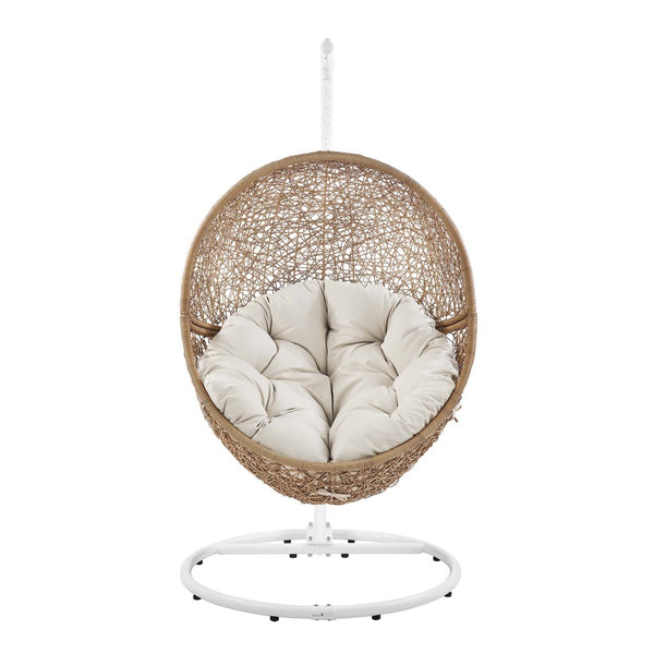 Modway Furniture Encase Outdoor Patio Rattan Swing Chair - Stylish, Comfortable, Durable Seating for Relaxation Outdoors Cappuccino Beige EEI-6262-CAP-BEI