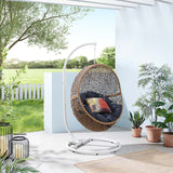 Modway Furniture Encase Outdoor Patio Rattan Swing Chair Cappuccino Navy 39.5 x 40 x 77