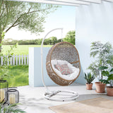 Modway Furniture Encase Outdoor Patio Rattan Swing Chair Cappuccino White 39.5 x 40 x 77
