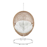 Modway Furniture Encase Outdoor Patio Rattan Swing Chair Cappuccino White 39.5 x 40 x 77