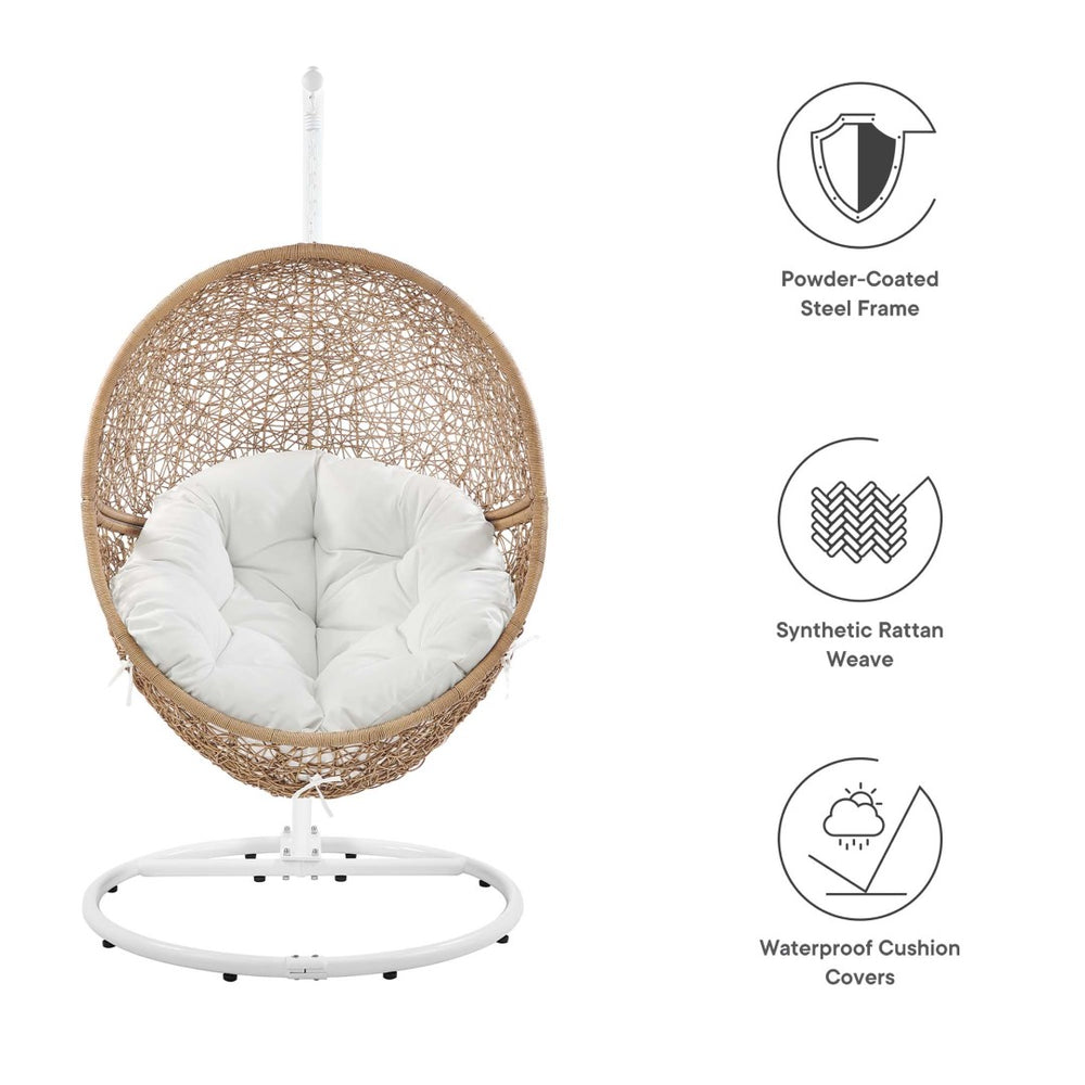 Modway Furniture Encase Outdoor Patio Rattan Swing Chair - Stylish, Comfortable, Durable Seating for Relaxation Outdoors Cappuccino White EEI-6262-CAP-WHI