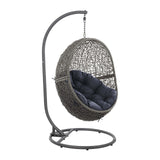 Modway Furniture Encase Outdoor Patio Rattan Swing Chair Gray Navy 39.5 x 40 x 77