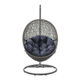 Modway Furniture Encase Outdoor Patio Rattan Swing Chair Gray Navy 39.5 x 40 x 77