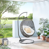 Modway Furniture Encase Outdoor Patio Rattan Swing Chair Gray White 39.5 x 40 x 77