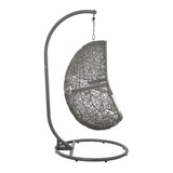 Modway Furniture Encase Outdoor Patio Rattan Swing Chair Gray White 39.5 x 40 x 77