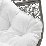 Modway Furniture Encase Outdoor Patio Rattan Swing Chair Gray White 39.5 x 40 x 77