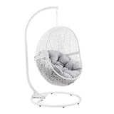 Modway Furniture Encase Outdoor Patio Rattan Swing Chair White Gray 39.5 x 40 x 77