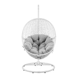 Modway Furniture Encase Outdoor Patio Rattan Swing Chair White Gray 39.5 x 40 x 77
