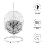 Modway Furniture Encase Outdoor Patio Rattan Swing Chair White Gray 39.5 x 40 x 77