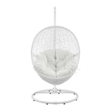 Modway Furniture Encase Outdoor Patio Rattan Swing Chair White White 39.5 x 40 x 77