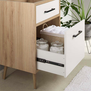 Modway Furniture Maverick 24" Bathroom Vanity Cabinet - Modern Oak Finish, Functional Storage & Stylish Design EEI-6266-OAK-WHI