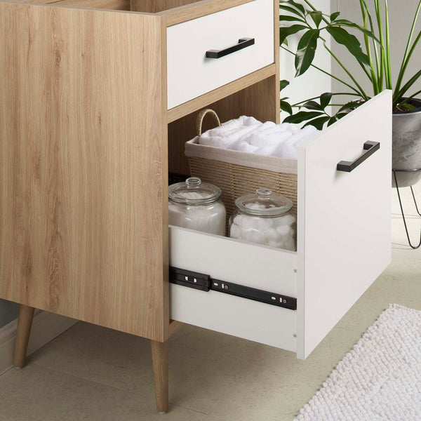 Modway Furniture Maverick 24" Bathroom Vanity Cabinet - Modern Oak Finish, Functional Storage & Stylish Design EEI-6266-OAK-WHI