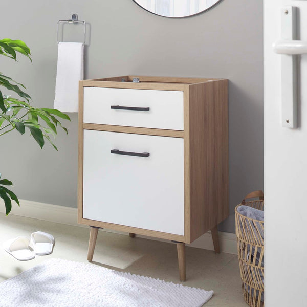 Modway Furniture Maverick 24" Bathroom Vanity Cabinet - Modern Oak Finish, Functional Storage & Stylish Design EEI-6266-OAK-WHI
