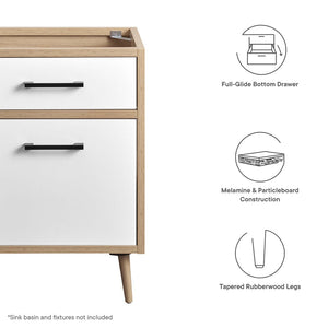 Modway Furniture Maverick 24" Bathroom Vanity Cabinet - Modern Oak Finish, Functional Storage & Stylish Design EEI-6266-OAK-WHI