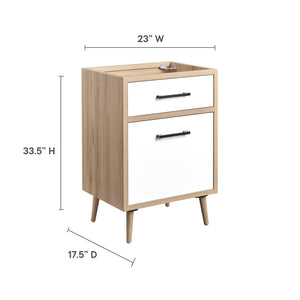 Modway Furniture Maverick 24" Bathroom Vanity Cabinet - Modern Oak Finish, Functional Storage & Stylish Design EEI-6266-OAK-WHI