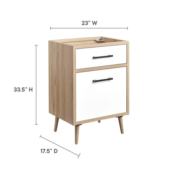 Modway Furniture Maverick 24" Bathroom Vanity Cabinet - Modern Oak Finish, Functional Storage & Stylish Design EEI-6266-OAK-WHI