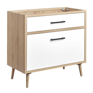 Modway Furniture Maverick 36" Bathroom Vanity Cabinet with Tapered Legs & Ample Storage – Modern Oak Finish EEI-6268-OAK-WHI
