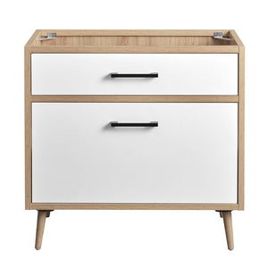 Modway Furniture Maverick 36" Bathroom Vanity Cabinet with Tapered Legs & Ample Storage – Modern Oak Finish EEI-6268-OAK-WHI