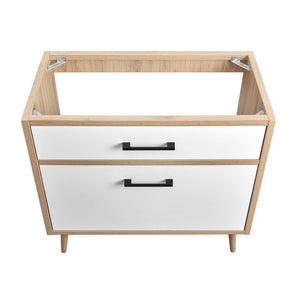 Modway Furniture Maverick 36" Bathroom Vanity Cabinet with Tapered Legs & Ample Storage – Modern Oak Finish EEI-6268-OAK-WHI